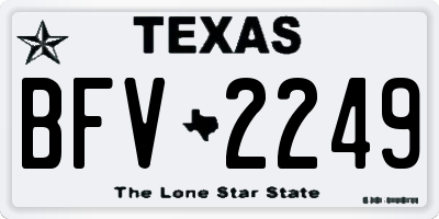 TX license plate BFV2249