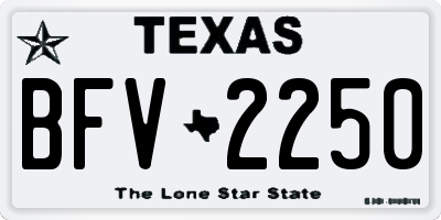 TX license plate BFV2250