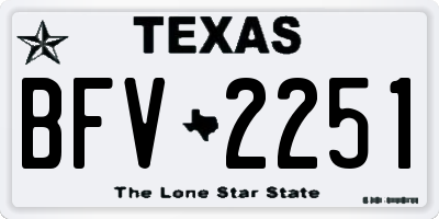 TX license plate BFV2251