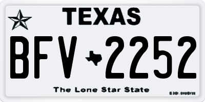 TX license plate BFV2252