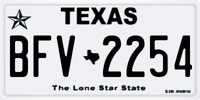 TX license plate BFV2254