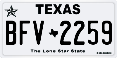 TX license plate BFV2259