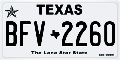 TX license plate BFV2260