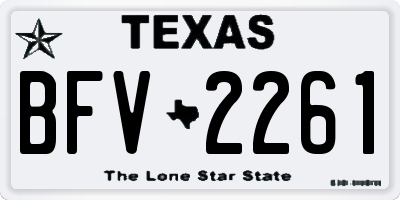 TX license plate BFV2261