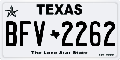TX license plate BFV2262