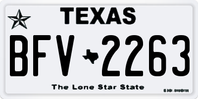 TX license plate BFV2263