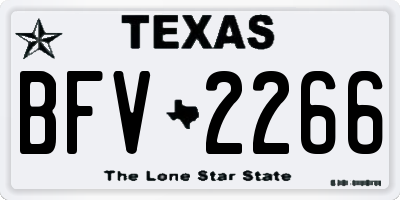 TX license plate BFV2266