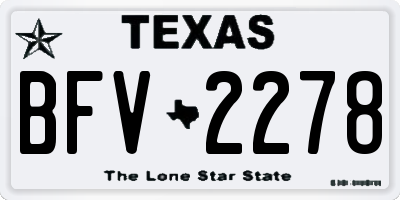 TX license plate BFV2278