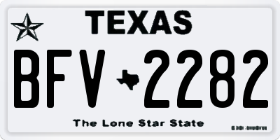 TX license plate BFV2282