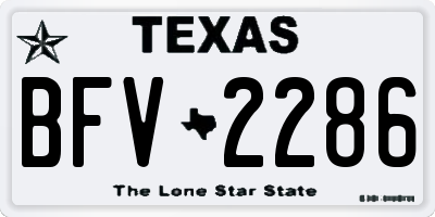 TX license plate BFV2286