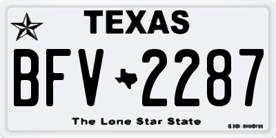TX license plate BFV2287