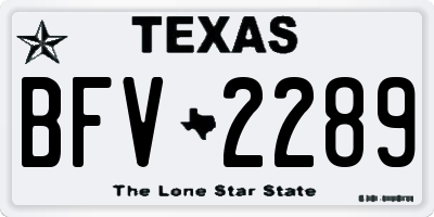 TX license plate BFV2289