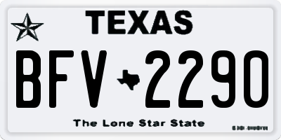 TX license plate BFV2290
