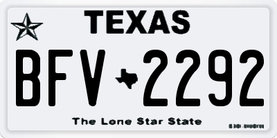 TX license plate BFV2292