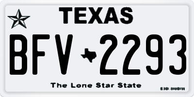 TX license plate BFV2293