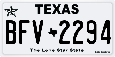 TX license plate BFV2294