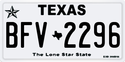 TX license plate BFV2296