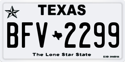 TX license plate BFV2299