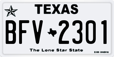 TX license plate BFV2301