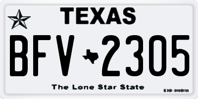 TX license plate BFV2305