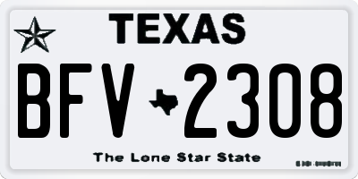 TX license plate BFV2308