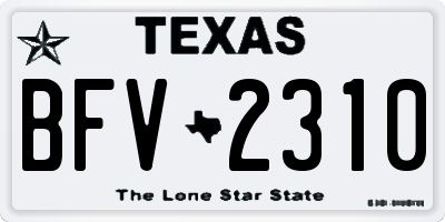 TX license plate BFV2310