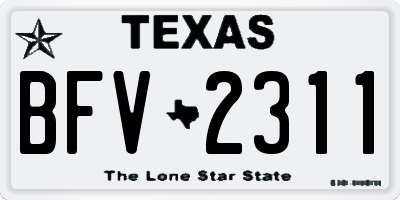 TX license plate BFV2311
