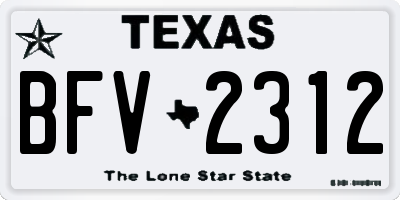 TX license plate BFV2312