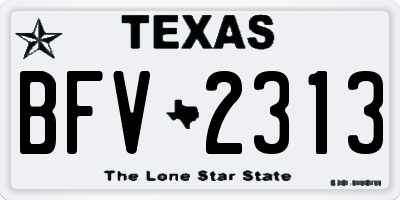 TX license plate BFV2313