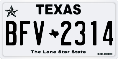 TX license plate BFV2314