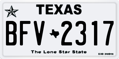 TX license plate BFV2317
