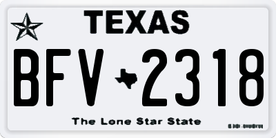 TX license plate BFV2318