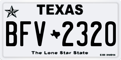 TX license plate BFV2320