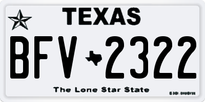 TX license plate BFV2322