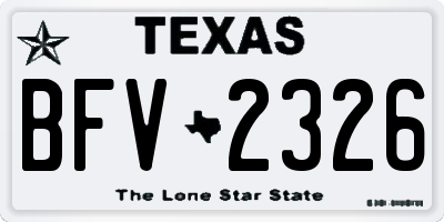 TX license plate BFV2326