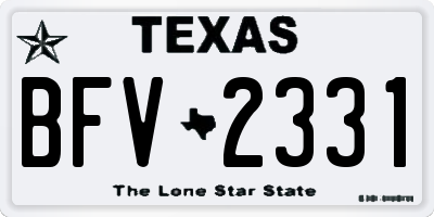 TX license plate BFV2331
