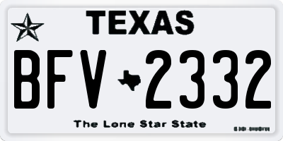 TX license plate BFV2332