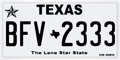 TX license plate BFV2333