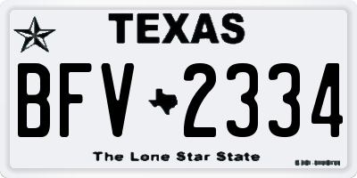 TX license plate BFV2334