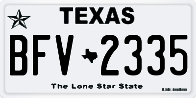 TX license plate BFV2335