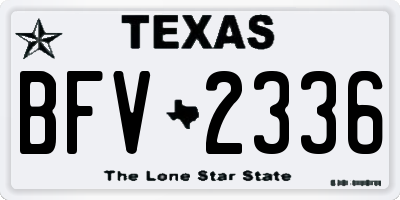 TX license plate BFV2336