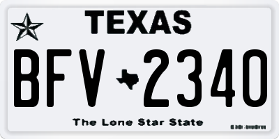 TX license plate BFV2340