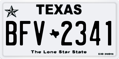 TX license plate BFV2341