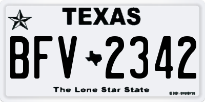 TX license plate BFV2342