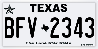 TX license plate BFV2343