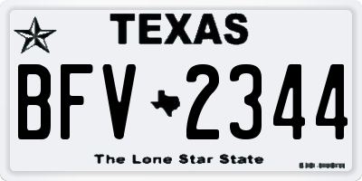 TX license plate BFV2344