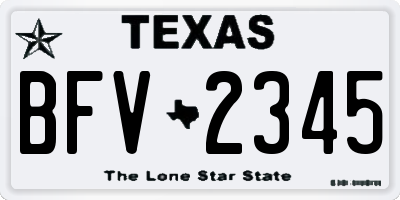 TX license plate BFV2345