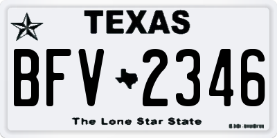 TX license plate BFV2346