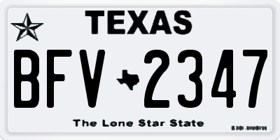 TX license plate BFV2347