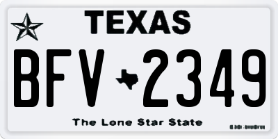 TX license plate BFV2349